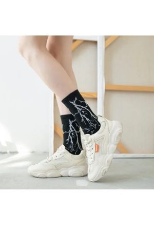 New Style Trends - Edgy Thunderstrike Lightning Socks - Outfit Ideas
