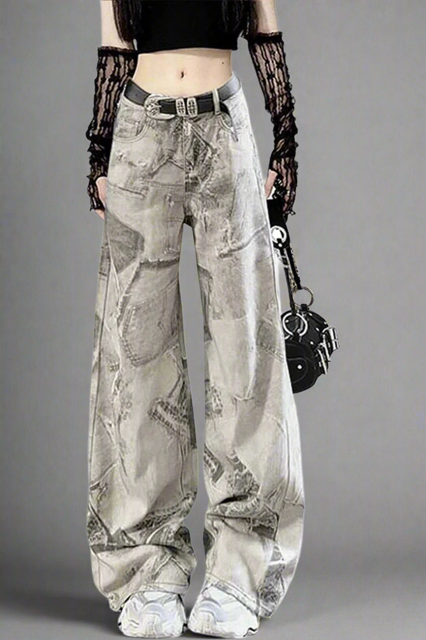 New Style Trends - Edgy Washed Graffiti Wide-Leg Jeans - Outfit Ideas