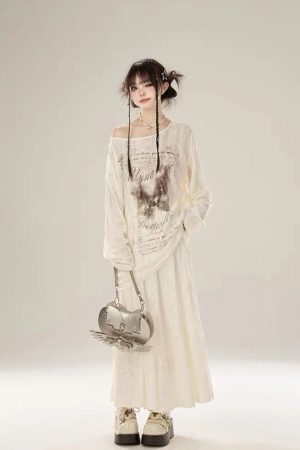 New Style Trends - Faded Poetic Drape Edgy Outfit Set - Outfit Ideas