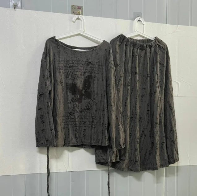 New Style Trends - Faded Poetic Drape Edgy Outfit Set - Outfit Ideas New Style Trends - Faded Poetic Drape Edgy Outfit Set - Outfit Ideas