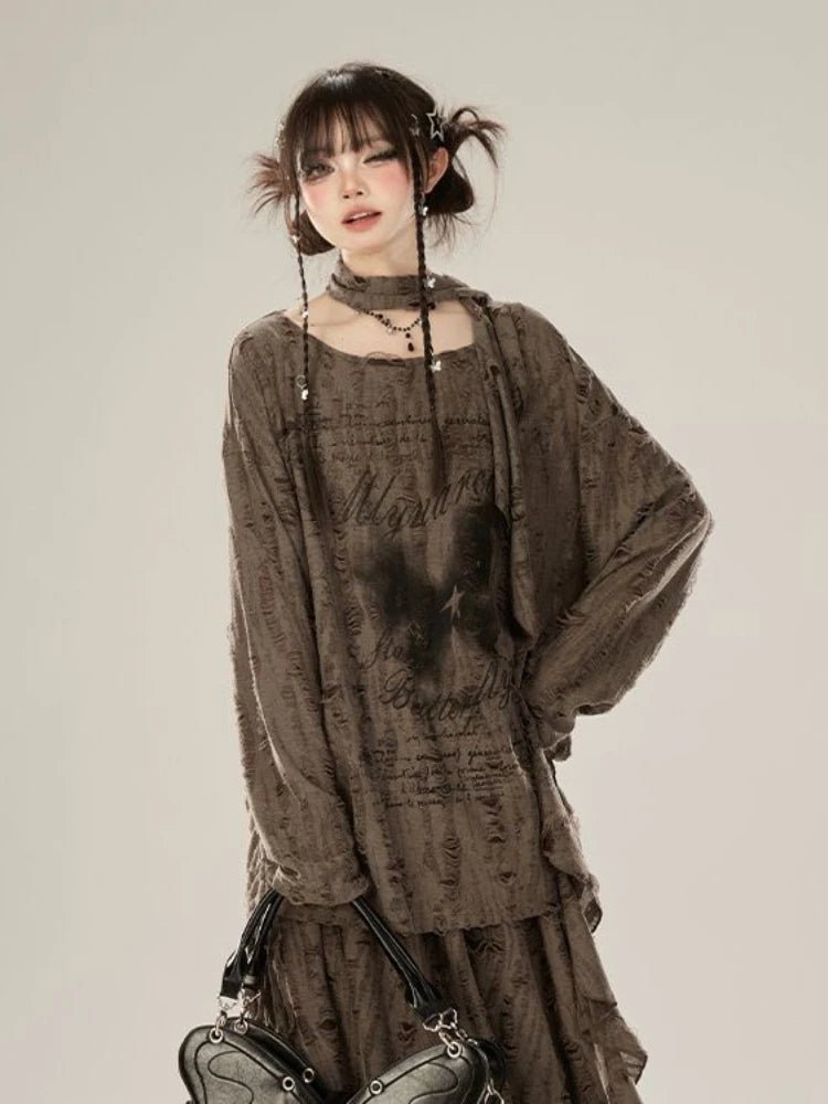 New Style Trends - Faded Poetic Drape Edgy Outfit Set - Outfit Ideas New Style Trends - Faded Poetic Drape Edgy Outfit Set - Outfit Ideas