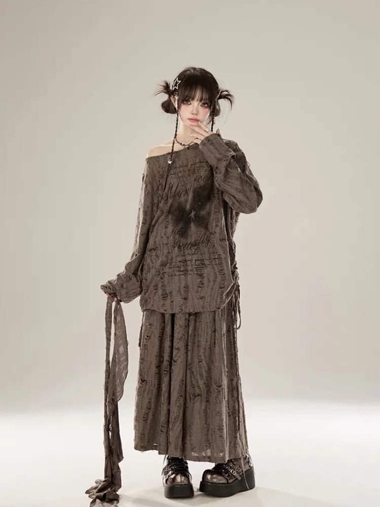 New Style Trends - Faded Poetic Drape Edgy Outfit Set - Outfit Ideas New Style Trends - Faded Poetic Drape Edgy Outfit Set - Outfit Ideas