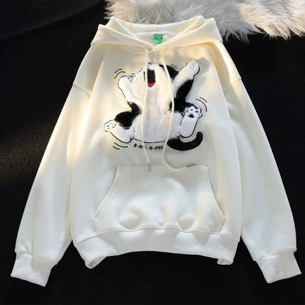 New Style Trends - Fall Cartoon Cat Fleece Hoodie - Outfit Ideas