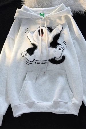 New Style Trends - Fall Cartoon Cat Fleece Hoodie - Outfit Ideas