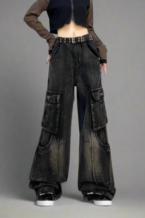 New Style Trends - Fall Edgy Cargo Flare Jeans - Outfit Ideas
