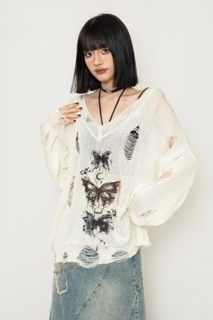 New Style Trends - Fallen Butterfly Edgy Sweater - Outfit Ideas