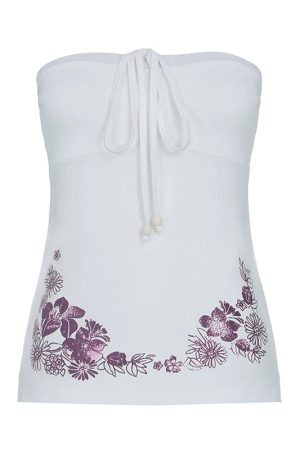 New Style Trends - Floral Bead Strapless Tube Coquette Top - Outfit Ideas