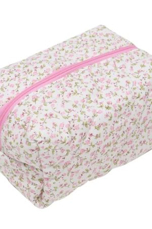 New Style Trends - Floral Bloom Quilted Coquette Makeup Bag - Outfit Ideas