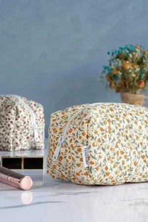 New Style Trends - Floral Bloom Quilted Coquette Makeup Bag - Outfit Ideas