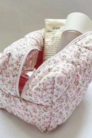 New Style Trends - Floral Bloom Quilted Coquette Makeup Bag - Outfit Ideas