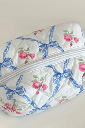 New Style Trends - Floral Bloom Quilted Coquette Makeup Bag - Outfit Ideas