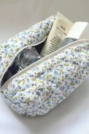 New Style Trends - Floral Bloom Quilted Coquette Makeup Bag - Outfit Ideas