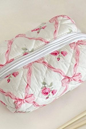 New Style Trends - Floral Bloom Quilted Coquette Makeup Bag - Outfit Ideas