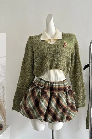 New Style Trends - Forest Charm Alt Plaid Skirt Outfit Set - Outfit Ideas