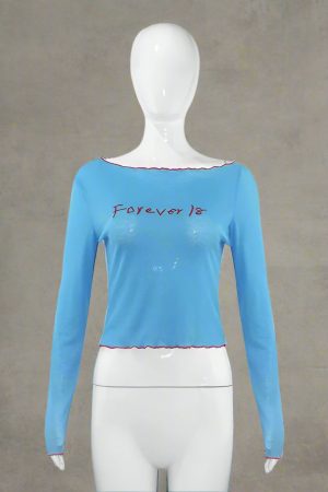 New Style Trends - Forever Love Sheer Aesthetic Off-Shoulder Long Sleeve Top - Outfit Ideas