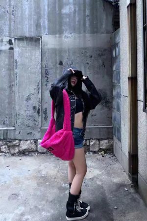 New Style Trends - Fuzzy Dreamcore Edgy Slouch Bag - Outfit Ideas