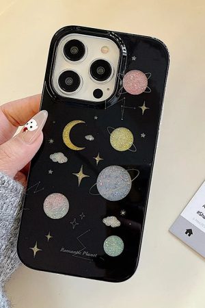 New Style Trends - Glitter Galaxy Planet Aesthetic iPhone Case - Outfit Ideas
