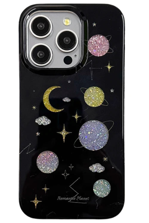 New Style Trends - Glitter Galaxy Planet Aesthetic iPhone Case - Outfit Ideas