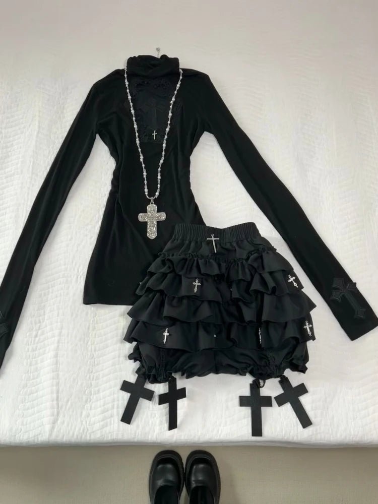 New Style Trends - Gothic Cathedral Ruffle Long Sleeve Set - Outfit Ideas New Style Trends - Gothic Cathedral Ruffle Long Sleeve Set - Outfit Ideas
