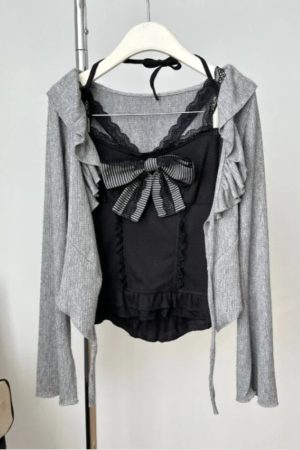 New Style Trends - Gothic Doll Strapped Long Sleeve Set - Outfit Ideas