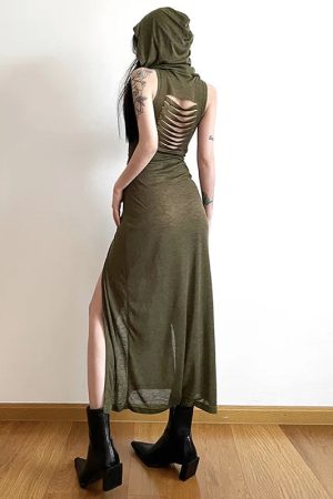 New Style Trends - Gothic Punk Hollowed Midi Dress - Outfit Ideas