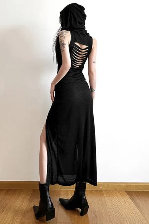 New Style Trends - Gothic Punk Hollowed Midi Dress - Outfit Ideas