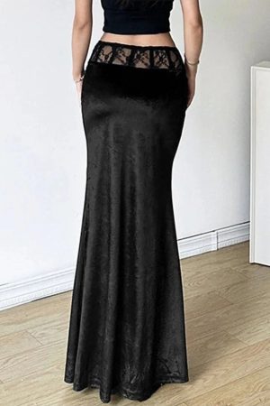 New Style Trends - Gothic Velvet Trumpet Skirt - Outfit Ideas