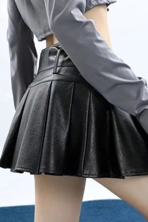 New Style Trends - Grommet Belted Alt Leather Mini Skirt - Outfit Ideas
