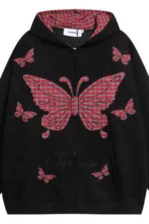 New Style Trends - Grunge Flutter Zip-Up Hoodie - Outfit Ideas