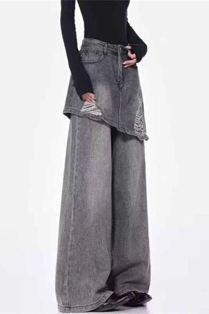 New Style Trends - Grunge Skirted Flare Jeans - Outfit Ideas