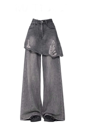 New Style Trends - Grunge Skirted Flare Jeans - Outfit Ideas