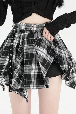 New Style Trends - Heartcore Buckled Plaid Retro Skirt - Outfit Ideas
