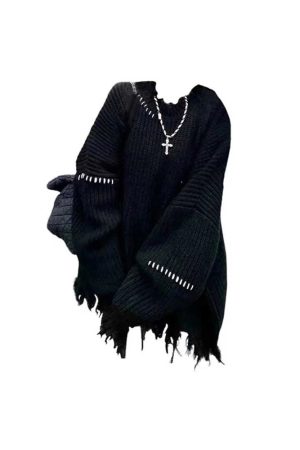 New Style Trends - Hollow Stitch Fray Alt Sweater - Outfit Ideas