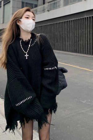 New Style Trends - Hollow Stitch Fray Alt Sweater - Outfit Ideas