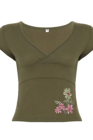 New Style Trends - Indie Bloom Wrap Y2k Top - Outfit Ideas