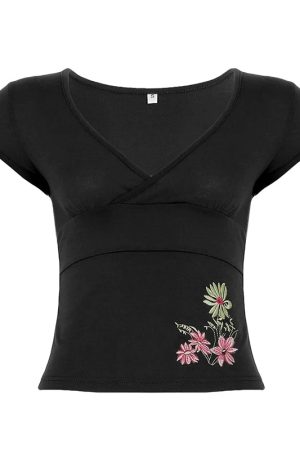 New Style Trends - Indie Bloom Wrap Y2k Top - Outfit Ideas