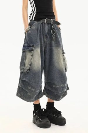 New Style Trends - Industrial Punk Utility Y2k Jeans Shorts - Outfit Ideas