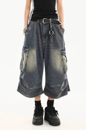 New Style Trends - Industrial Punk Utility Y2k Jeans Shorts - Outfit Ideas