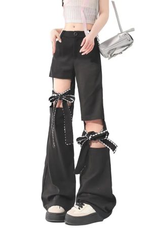 New Style Trends - Kawaii Bow-Tied Cutout Layered Pants - Outfit Ideas