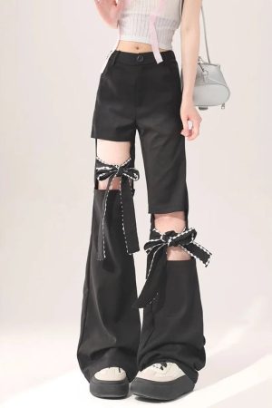 New Style Trends - Kawaii Bow-Tied Cutout Layered Pants - Outfit Ideas