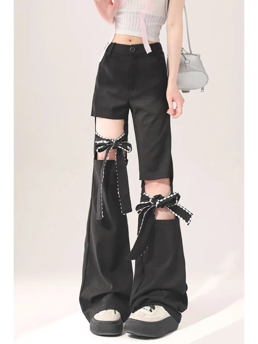 New Style Trends - Kawaii Bow-Tied Cutout Layered Pants - Outfit Ideas New Style Trends - Kawaii Bow-Tied Cutout Layered Pants - Outfit Ideas