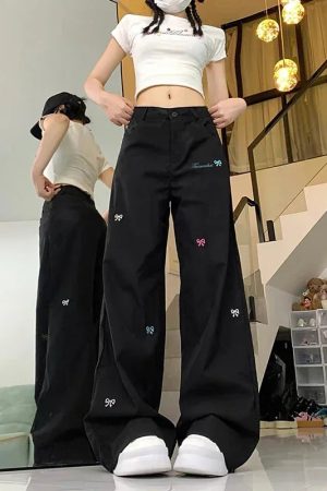 New Style Trends - Kawaii Embroidered Bow Pants - Outfit Ideas