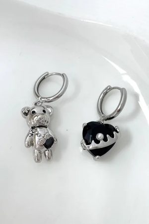 New Style Trends - Kawaii Goth Teddy Drop Earrings - Outfit Ideas