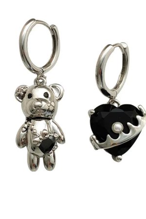 New Style Trends - Kawaii Goth Teddy Drop Earrings - Outfit Ideas