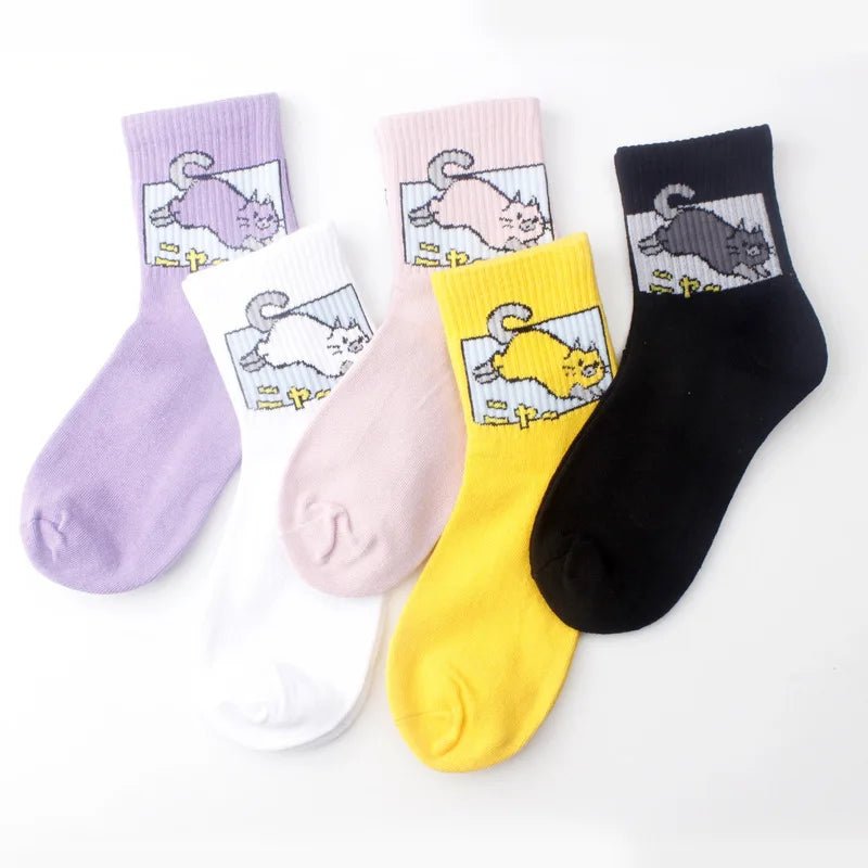 New Style Trends - Kawaii Pixel Cat Cozy Socks - Outfit Ideas
