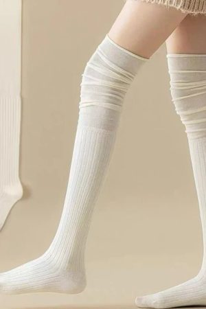 New Style Trends - Kawaii Soft Ruched Over-the-Knee Socks - Outfit Ideas
