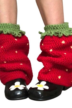 New Style Trends - Kawaii Strawberry Fields Crochet Leg Warmers - Outfit Ideas