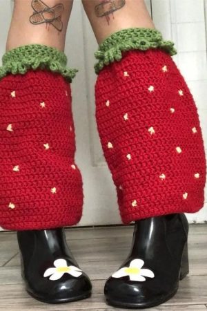 New Style Trends - Kawaii Strawberry Fields Crochet Leg Warmers - Outfit Ideas