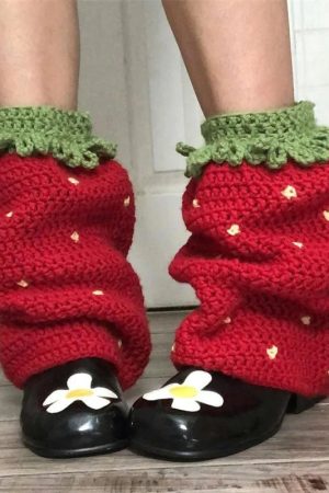 New Style Trends - Kawaii Strawberry Fields Crochet Leg Warmers - Outfit Ideas