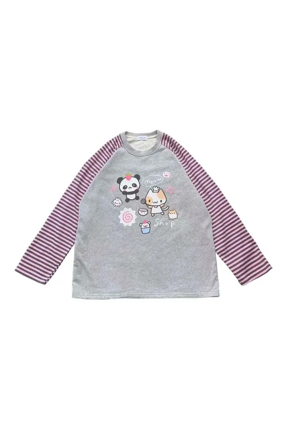 New Style Trends - Kawaii Striped Cartoon Sweatshirt - Outfit Ideas